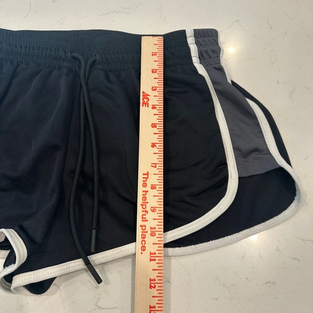 Athletic Works Womens Black Grey Running Shorts Size S 4-6 Drawstring Pockets
